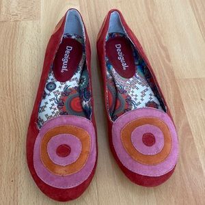 Desigual red orange and pink flat shoes